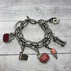 Chico's chunky chain clip on/off 6 fun dangle charms bracelet-read first.